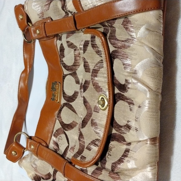 Coach Handbags - Large Coach canvas tan and brown logo bag